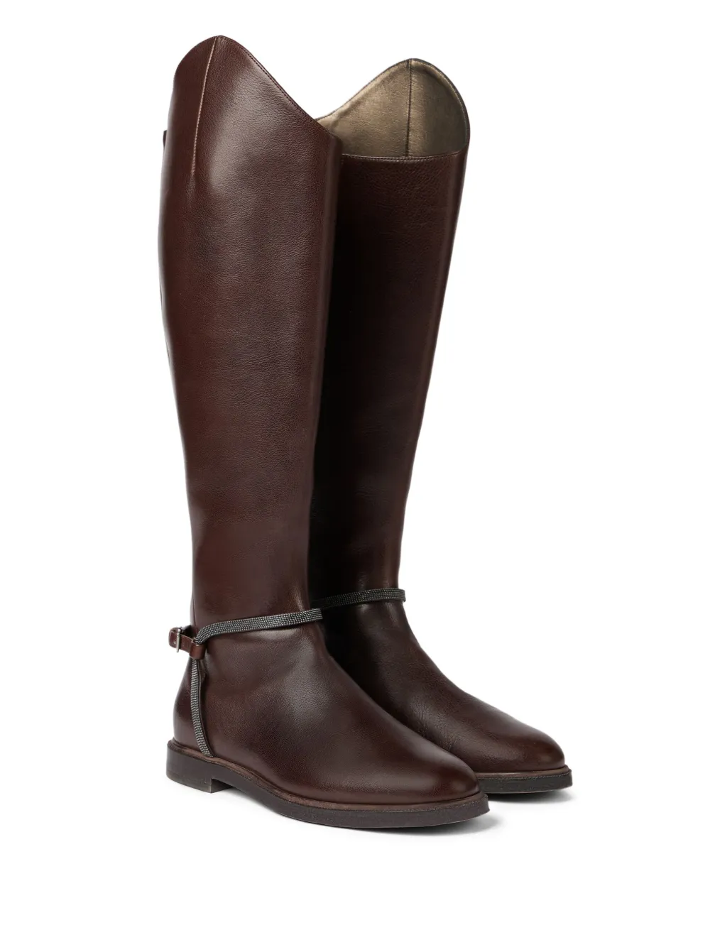 Brunello Cucinelli buckle-strap leather boots Brown