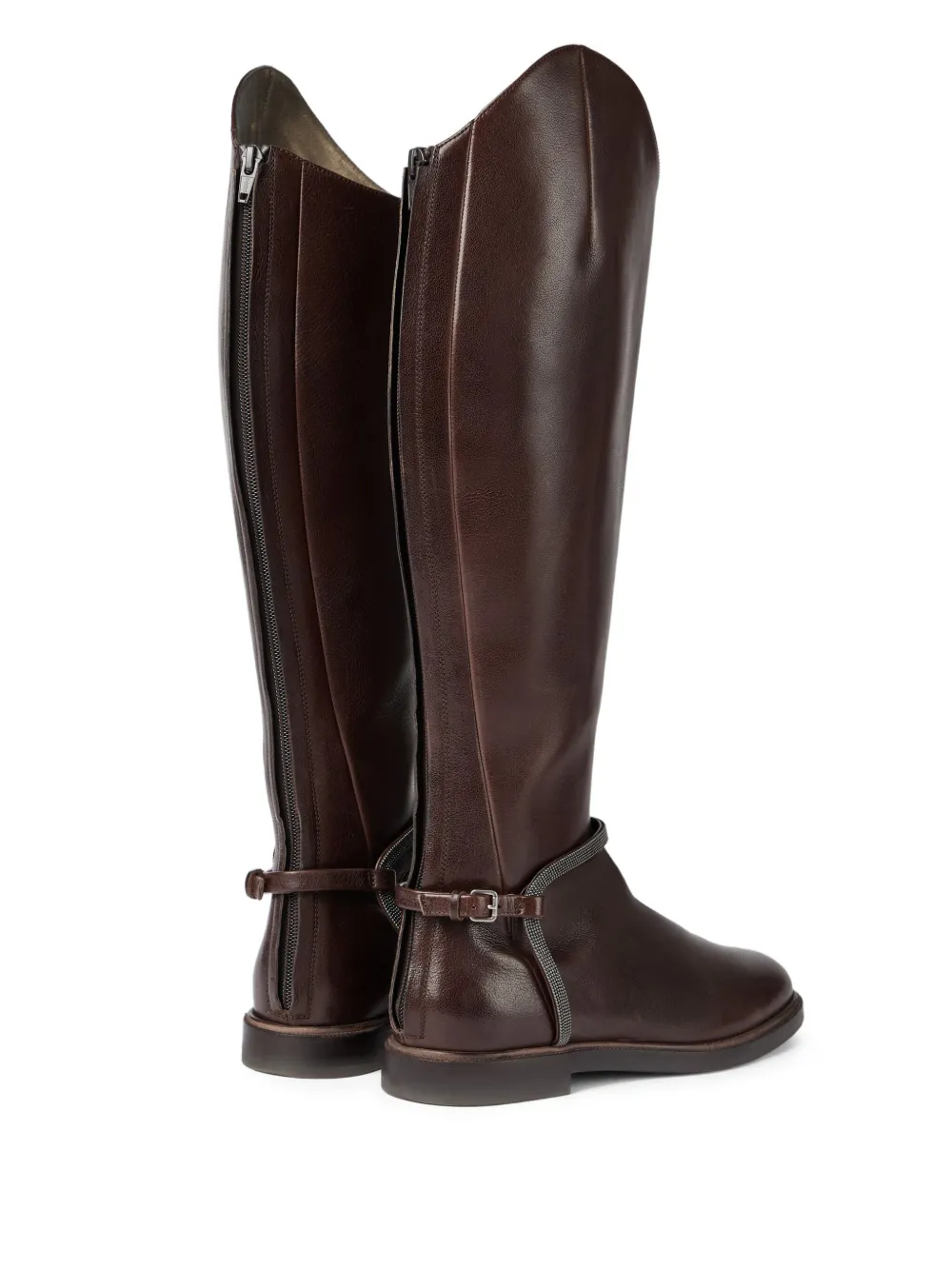 Brunello Cucinelli buckle-strap leather boots Brown