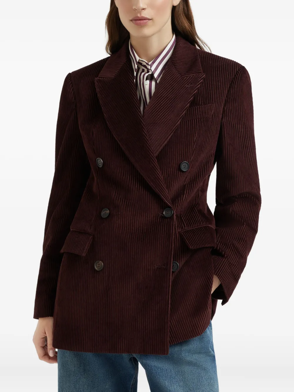 Brunello Cucinelli Blazer met dubbele rij knopen Bruin