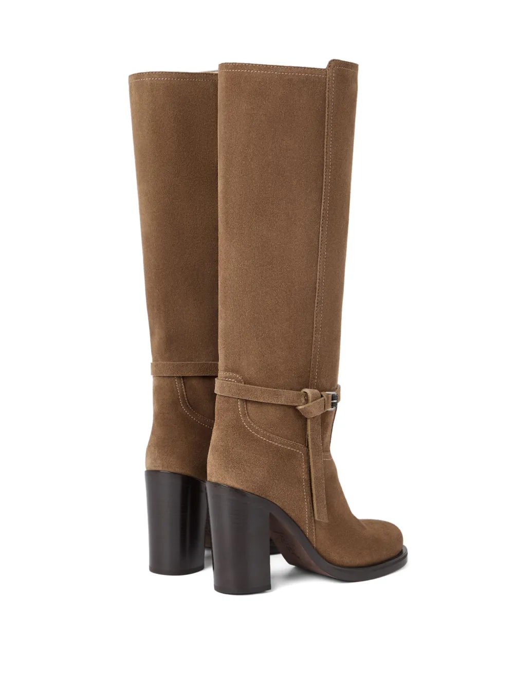 Brunello Cucinelli 100mm Buckle-strap Suede Boots In Brown