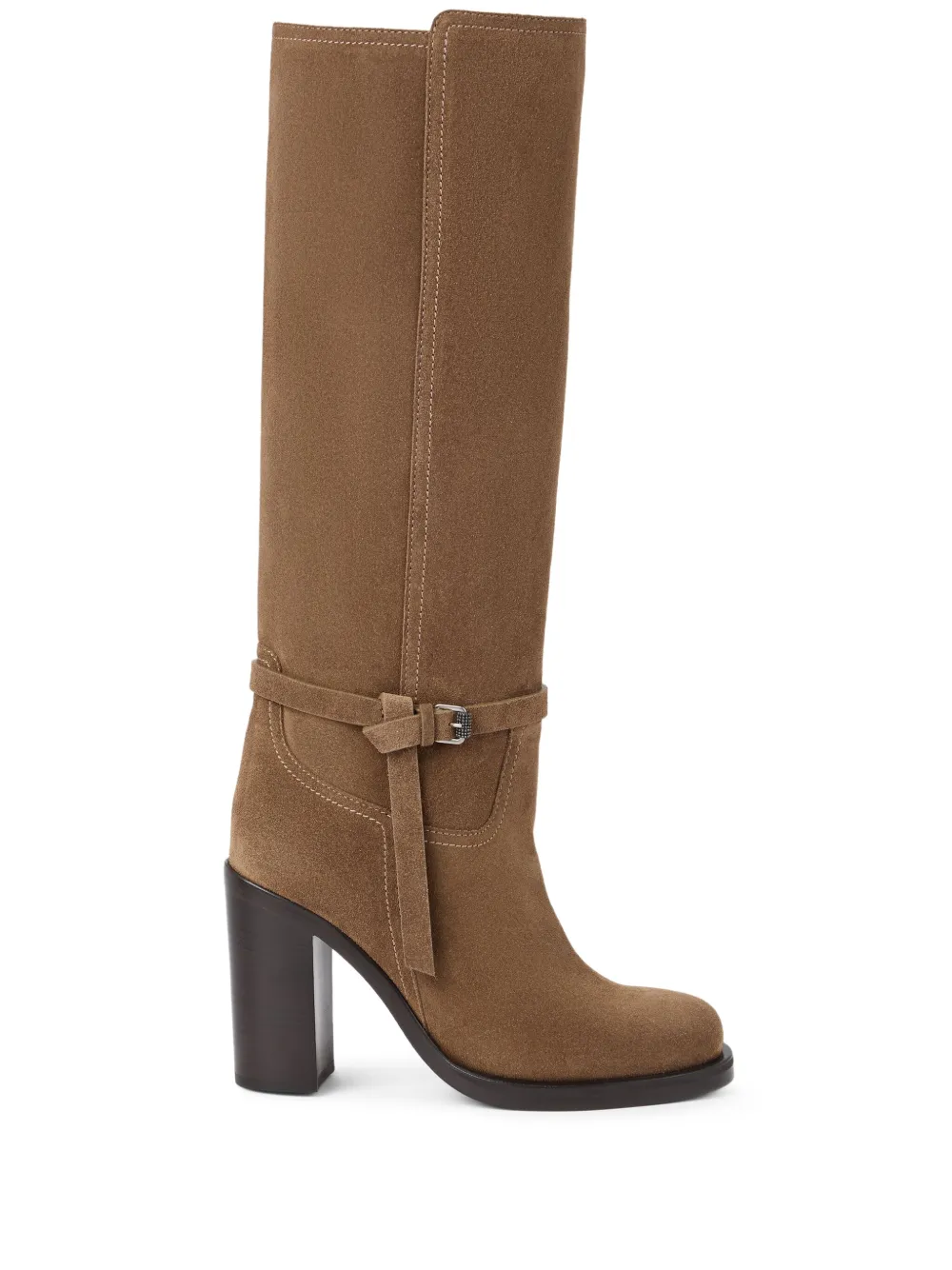 Brunello Cucinelli 100mm buckle-strap suede boots Brown