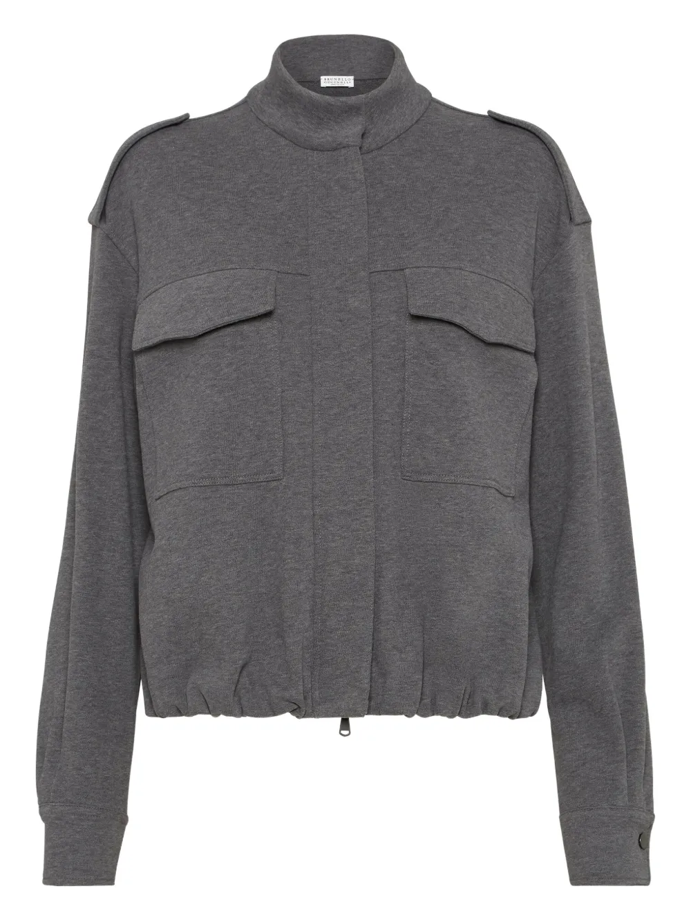 Brunello Cucinelli flap-pocket drawstring bomber jacket Grijs