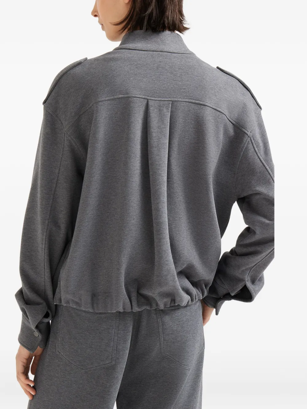 Brunello Cucinelli Bomberjack met klepzak en trekkoord Grijs