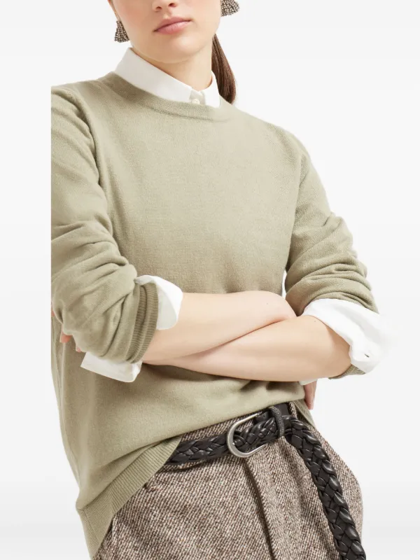 ブルネロクチネリ 中厚ニットセーター カシミア グリーン 46S