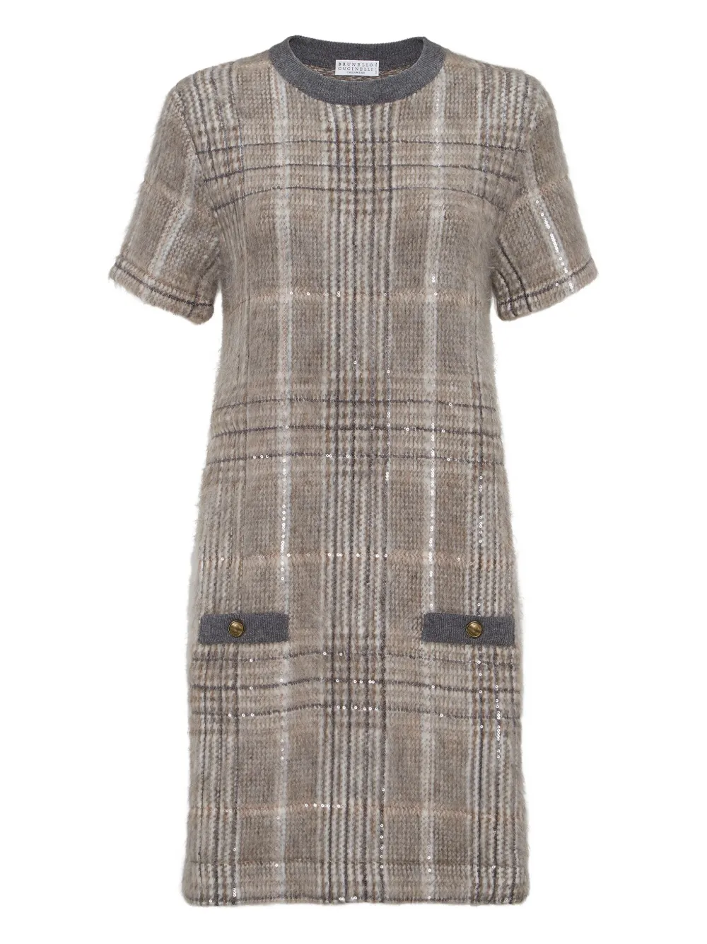 Brunello Cucinelli Geruite jurk Bruin