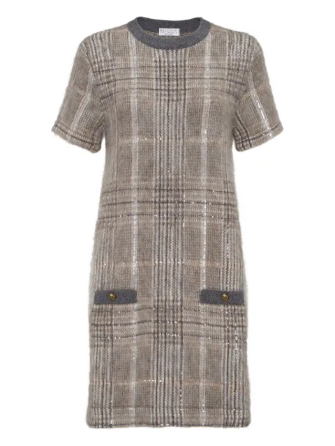 Brunello Cucinelli check-pattern sequin dress