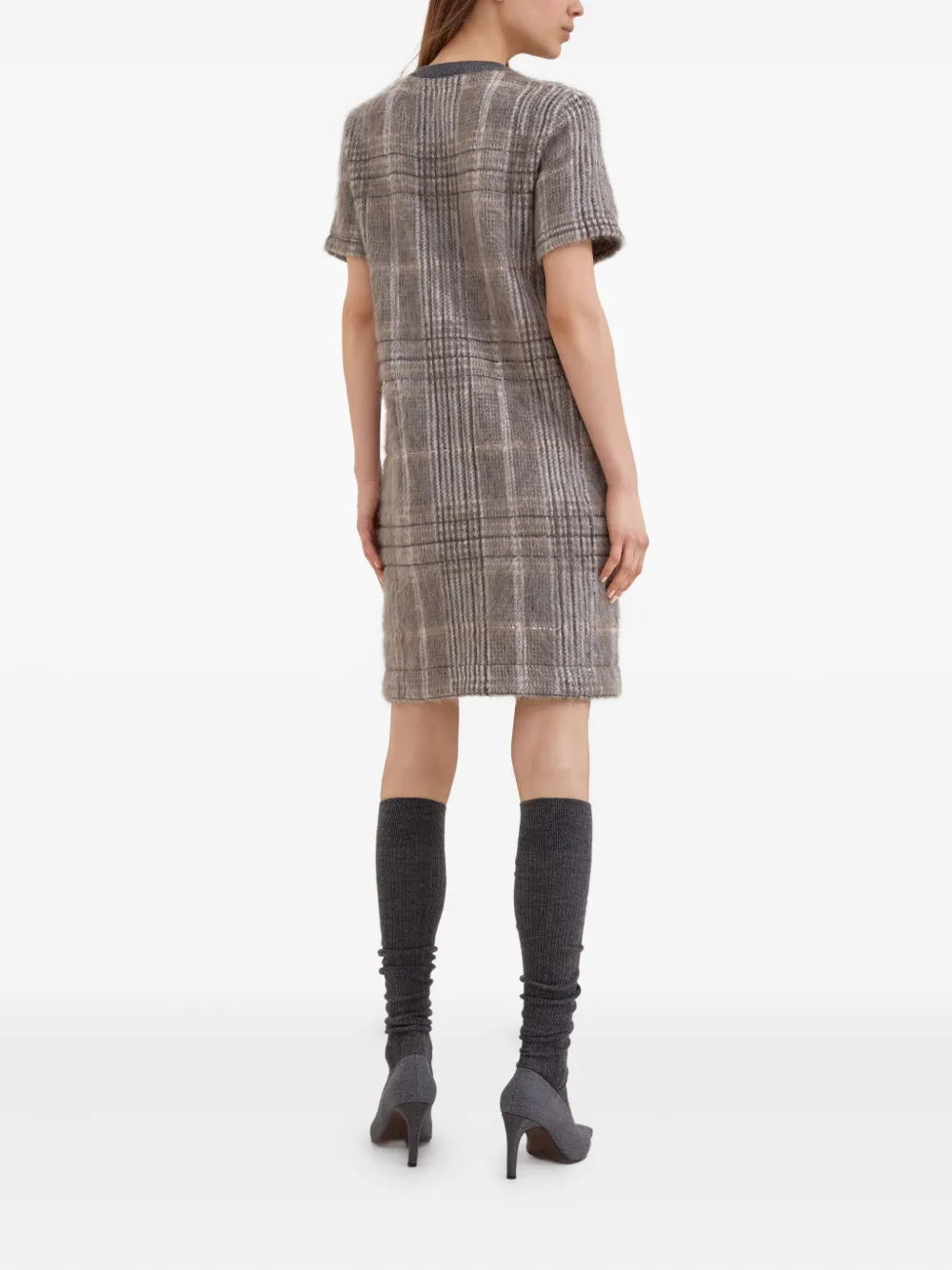 Brunello Cucinelli Geruite jurk Bruin