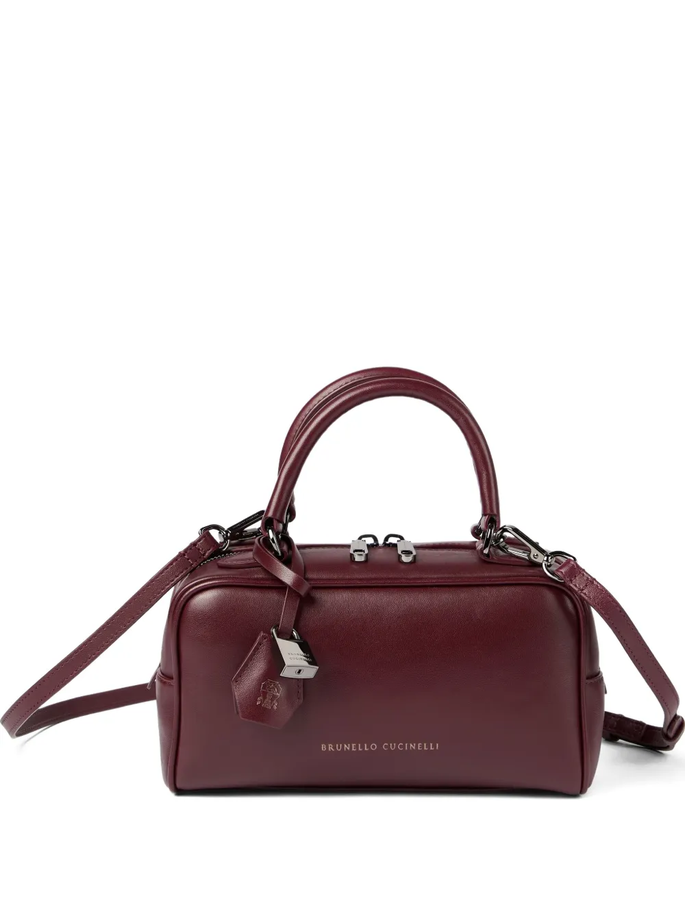 Brunello Cucinelli Explorer small Boston leather shoulder bag Rood