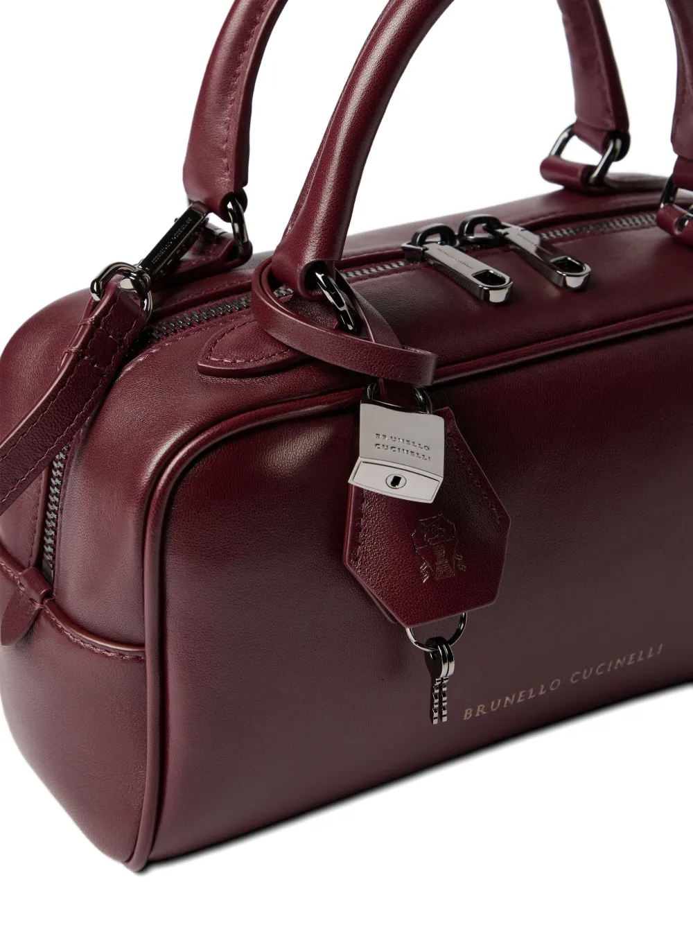 Brunello Cucinelli Explorer small Boston leather shoulder bag Rood