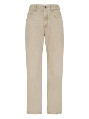 パンツ BRUNELLO CUCINELLI Women Straight Pants MH137P5495 C8670 Bei Women's jeans - Designer denim collection | Brunello Cucinelli