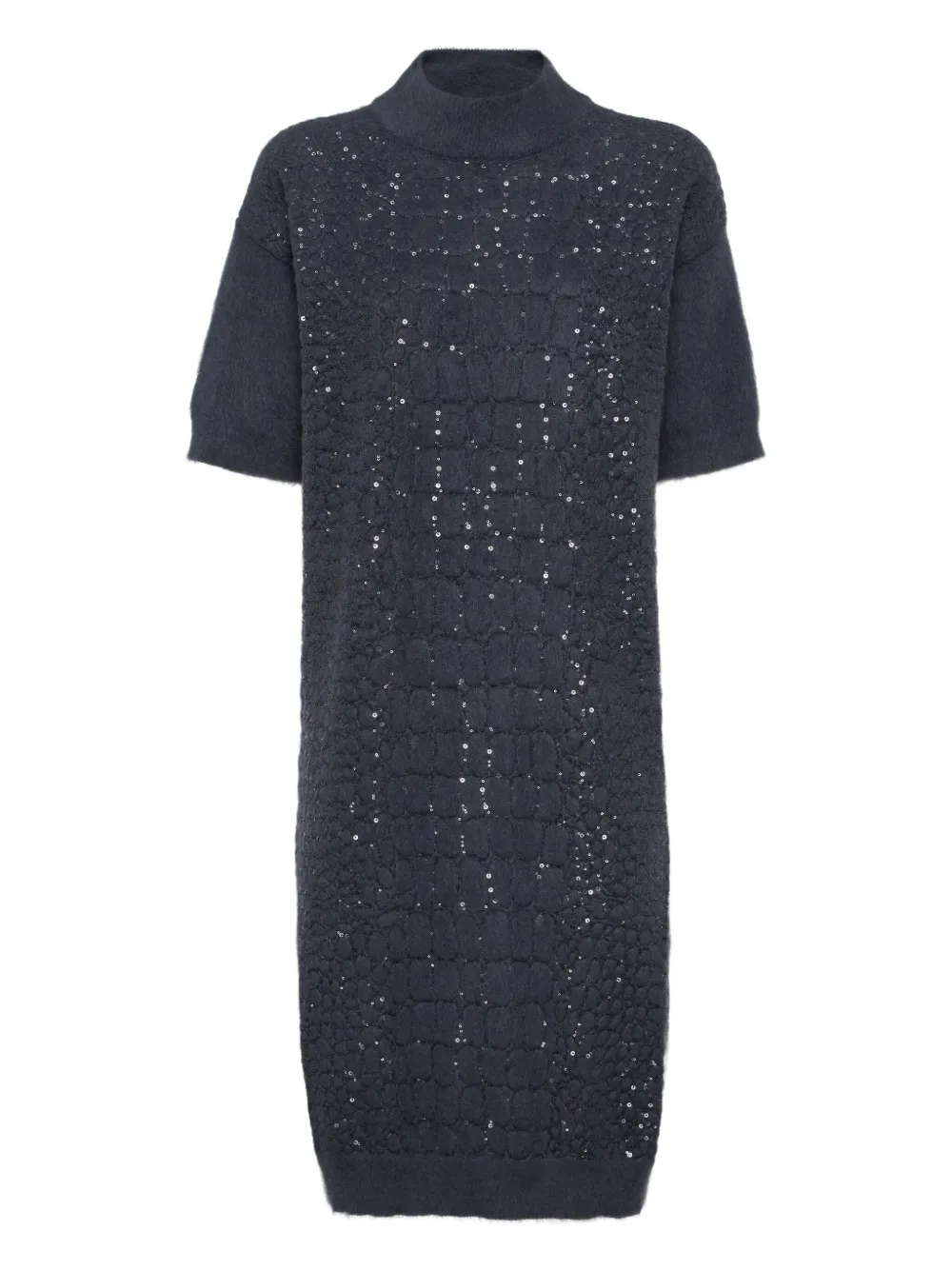 Brunello Cucinelli croc-motif sequin dress Blauw