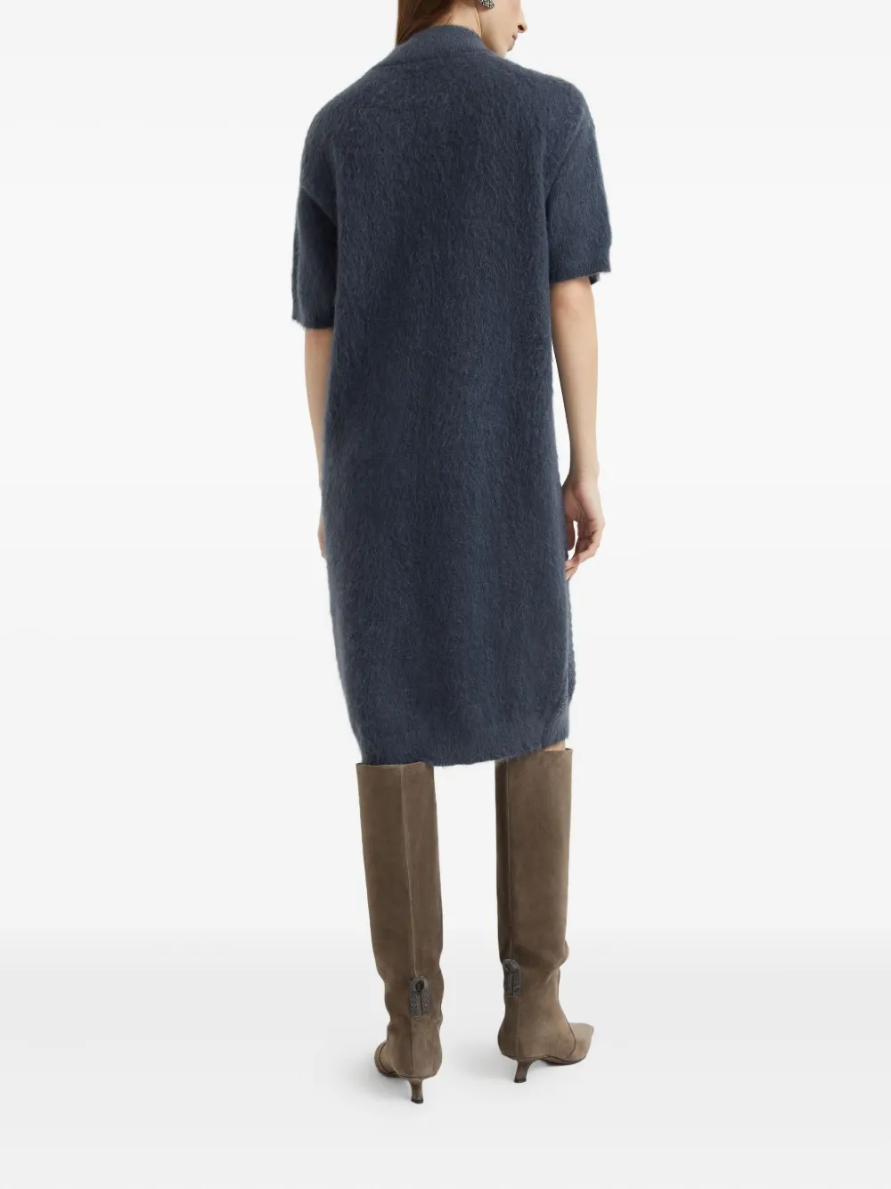 Brunello Cucinelli croc-motif sequin dress Blauw