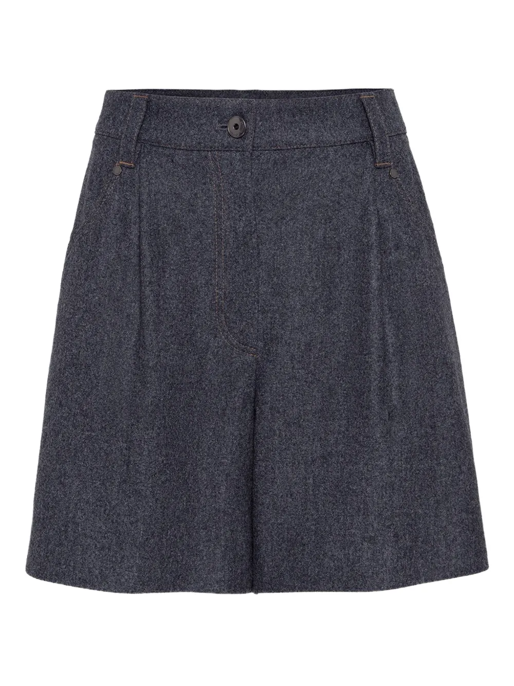 Brunello Cucinelli Knielange shorts van scheerwol Grijs