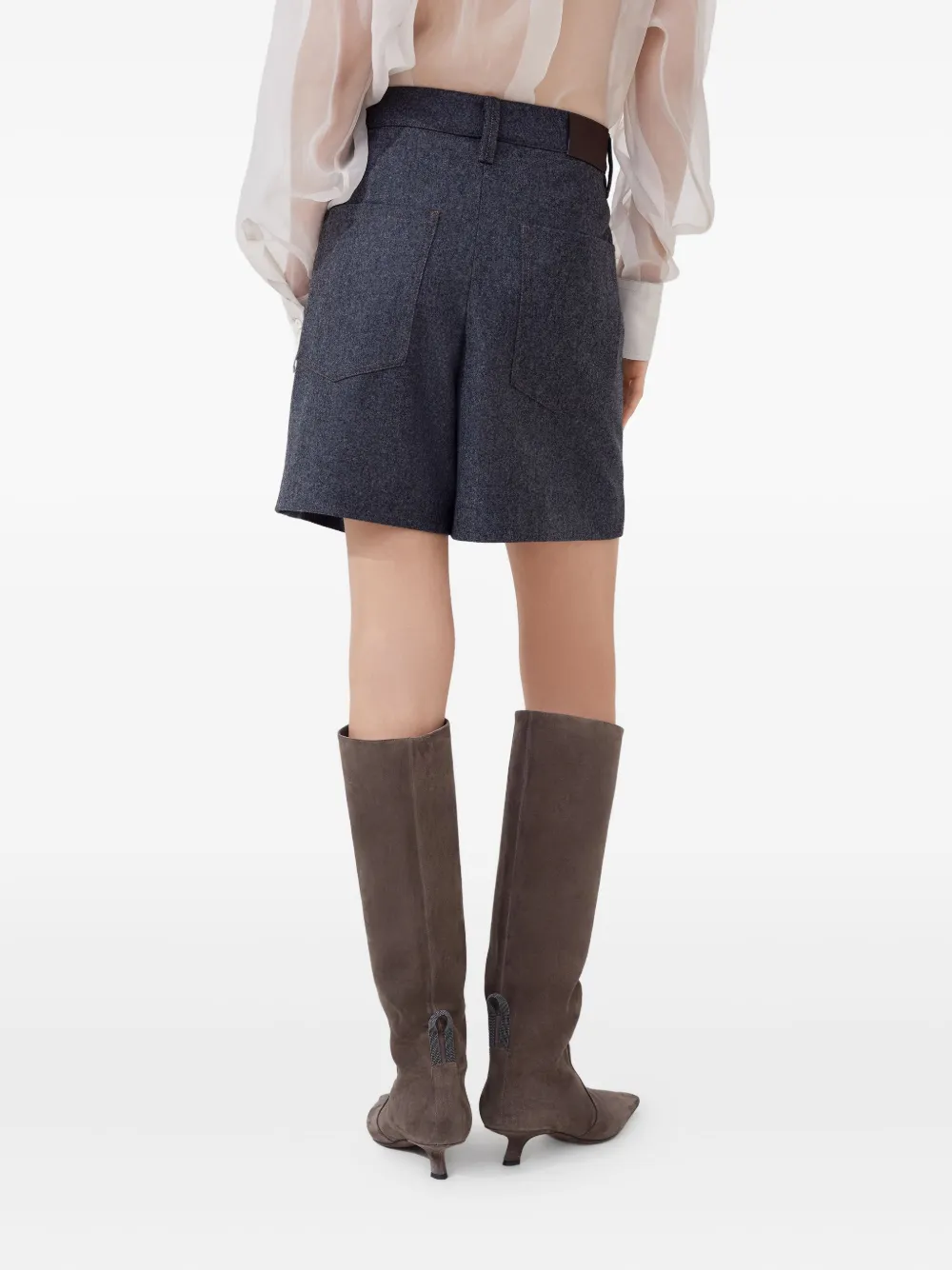 Brunello Cucinelli Knielange shorts van scheerwol Grijs