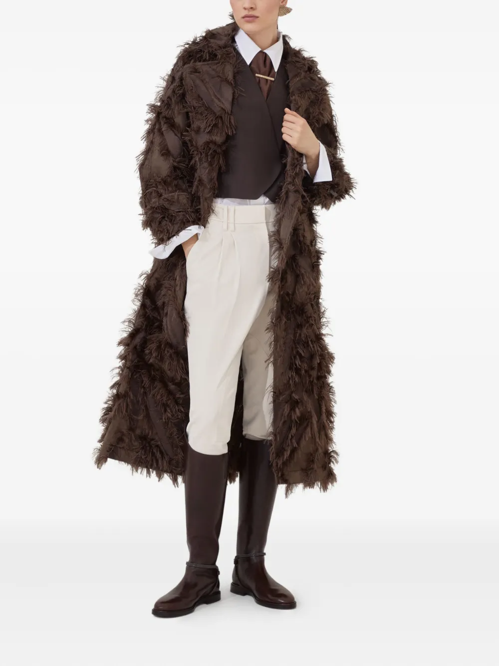 Brunello Cucinelli Jas met enkele rij knopen Bruin