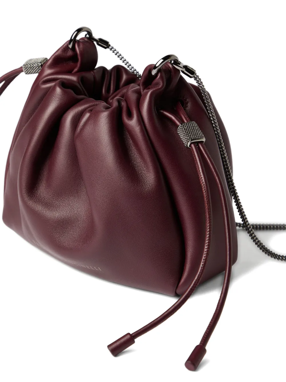 Brunello Cucinelli Mellow Mini drawstring bucket bag Rood