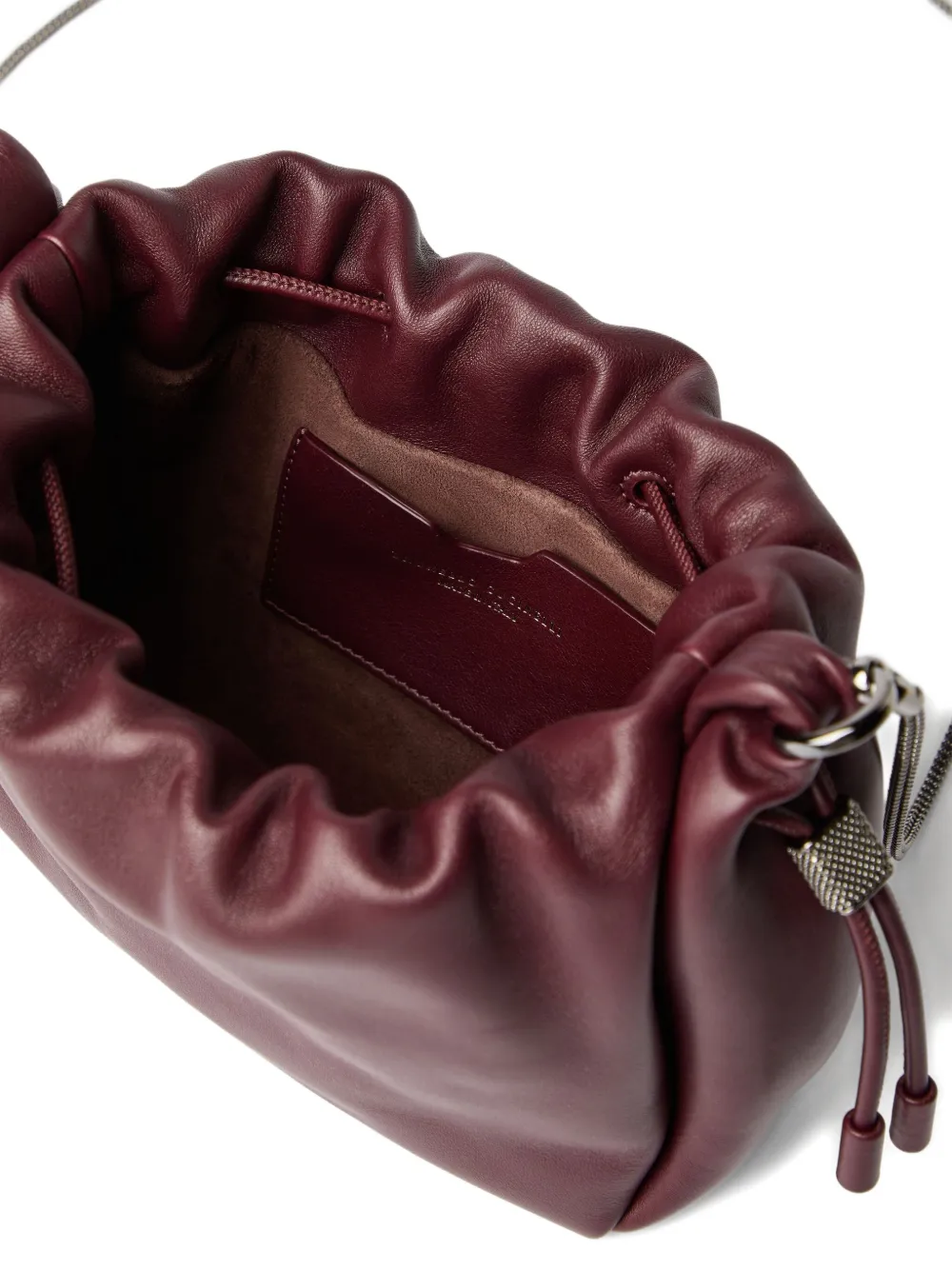 Brunello Cucinelli Mellow Mini drawstring bucket bag Rood