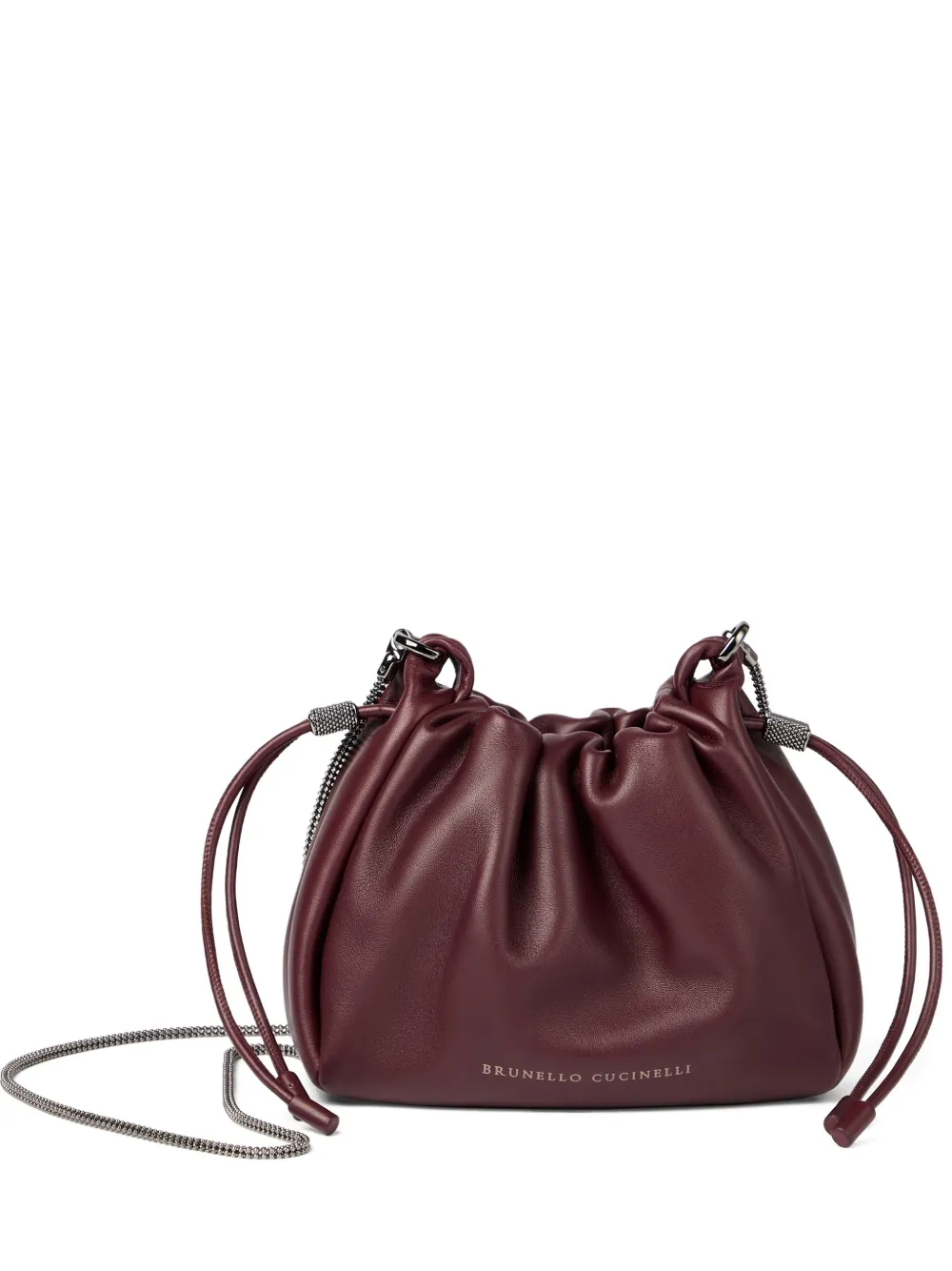 Brunello Cucinelli Mellow Mini drawstring bucket bag Rood