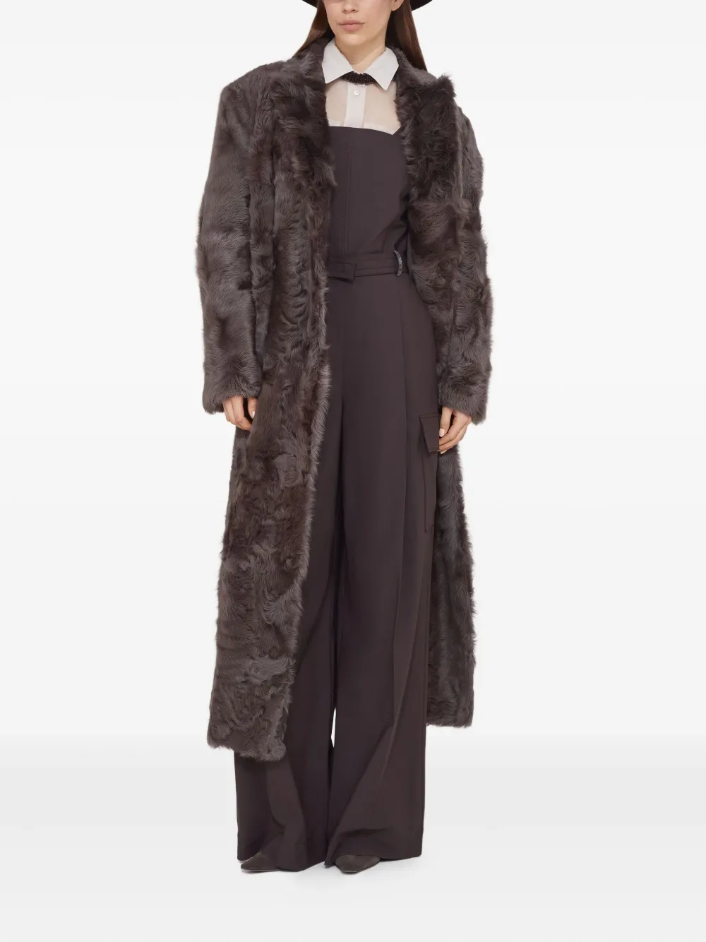 Brunello Cucinelli Tropical cargo jumpsuit met ceintuur Bruin