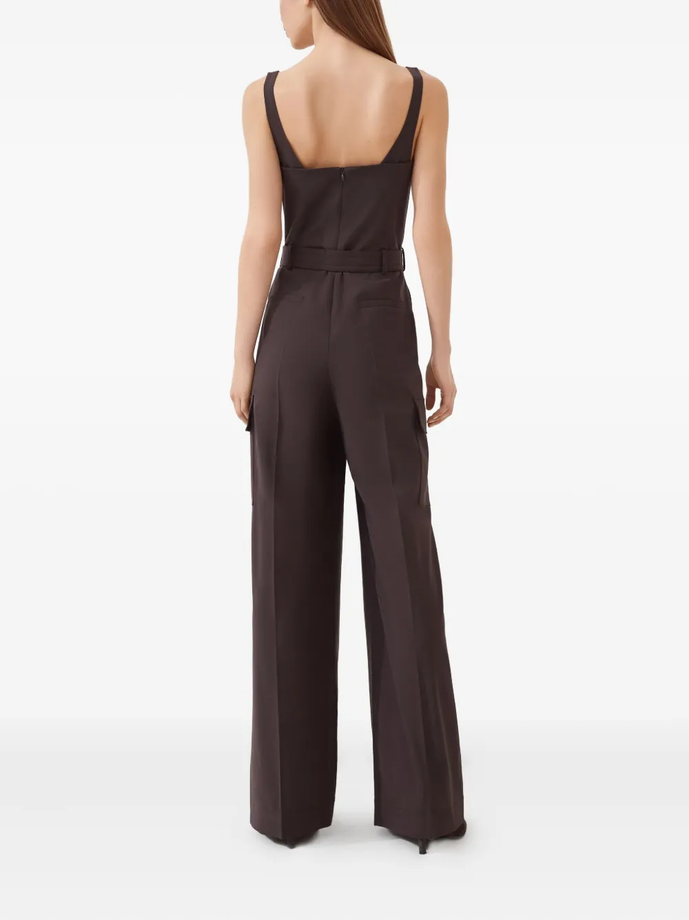 Brunello Cucinelli Tropical cargo jumpsuit met ceintuur Bruin
