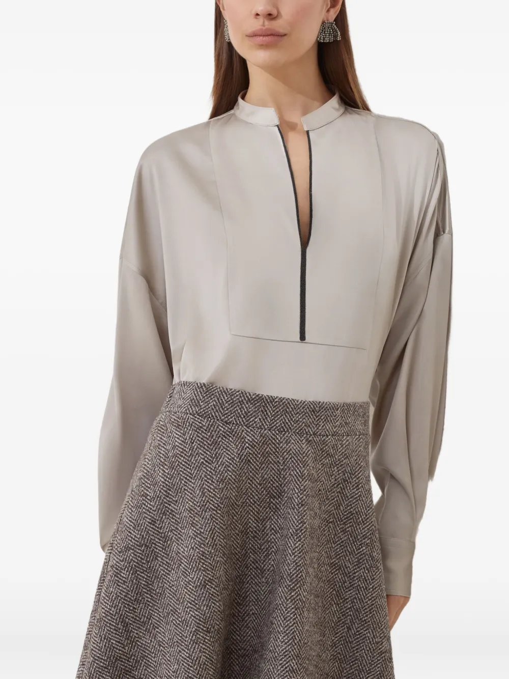 Brunello Cucinelli Blouse met ballonmouwen Beige