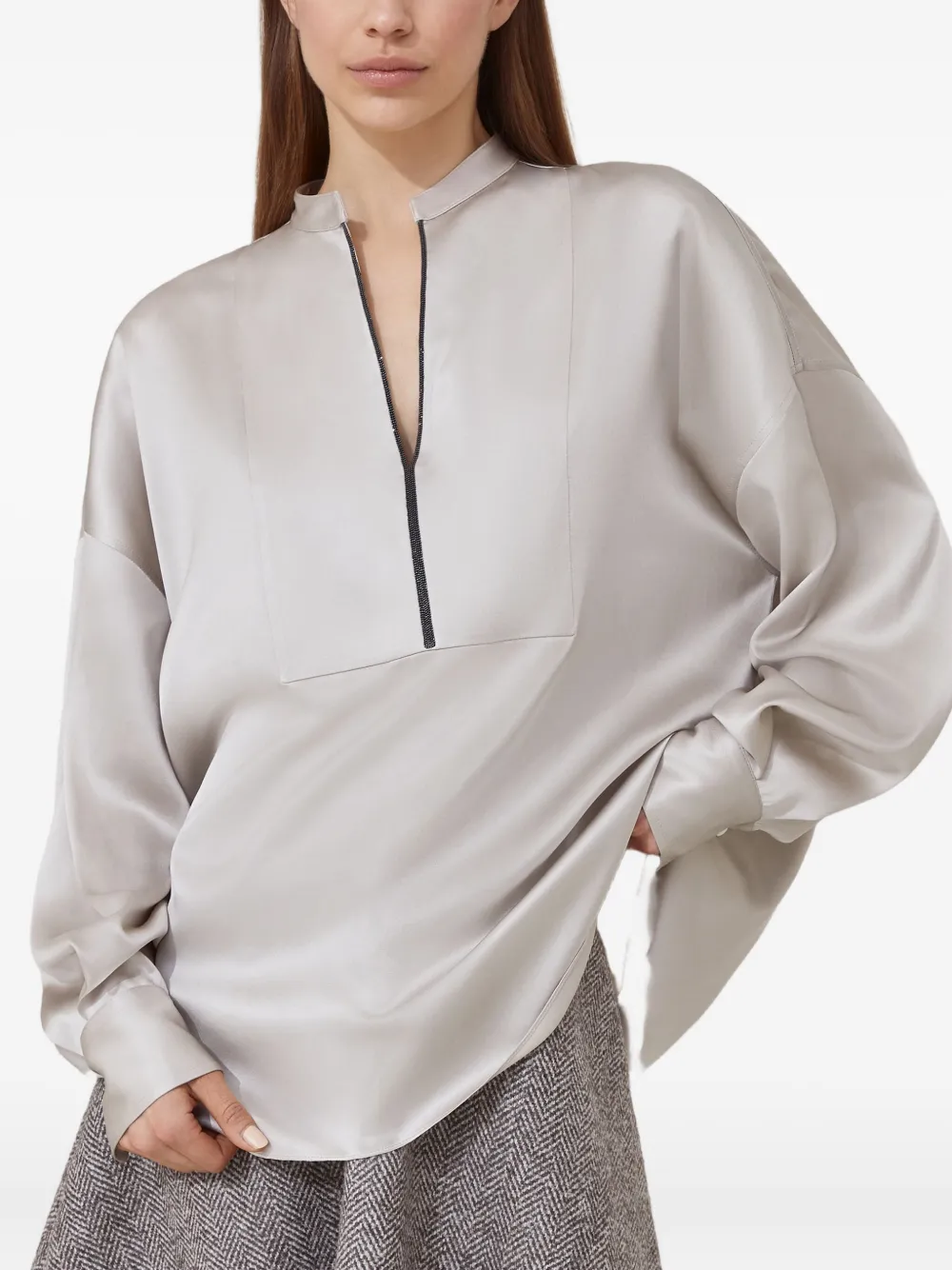 Brunello Cucinelli Blouse met ballonmouwen Beige