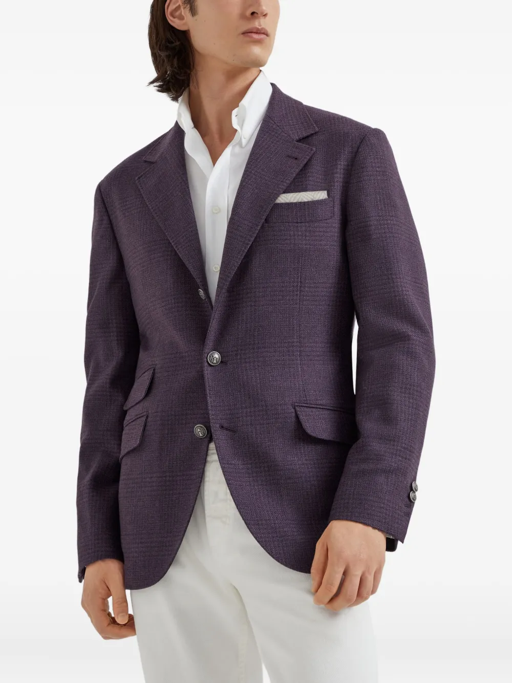 Brunello Cucinelli Blazer met enkele rij knopen Paars