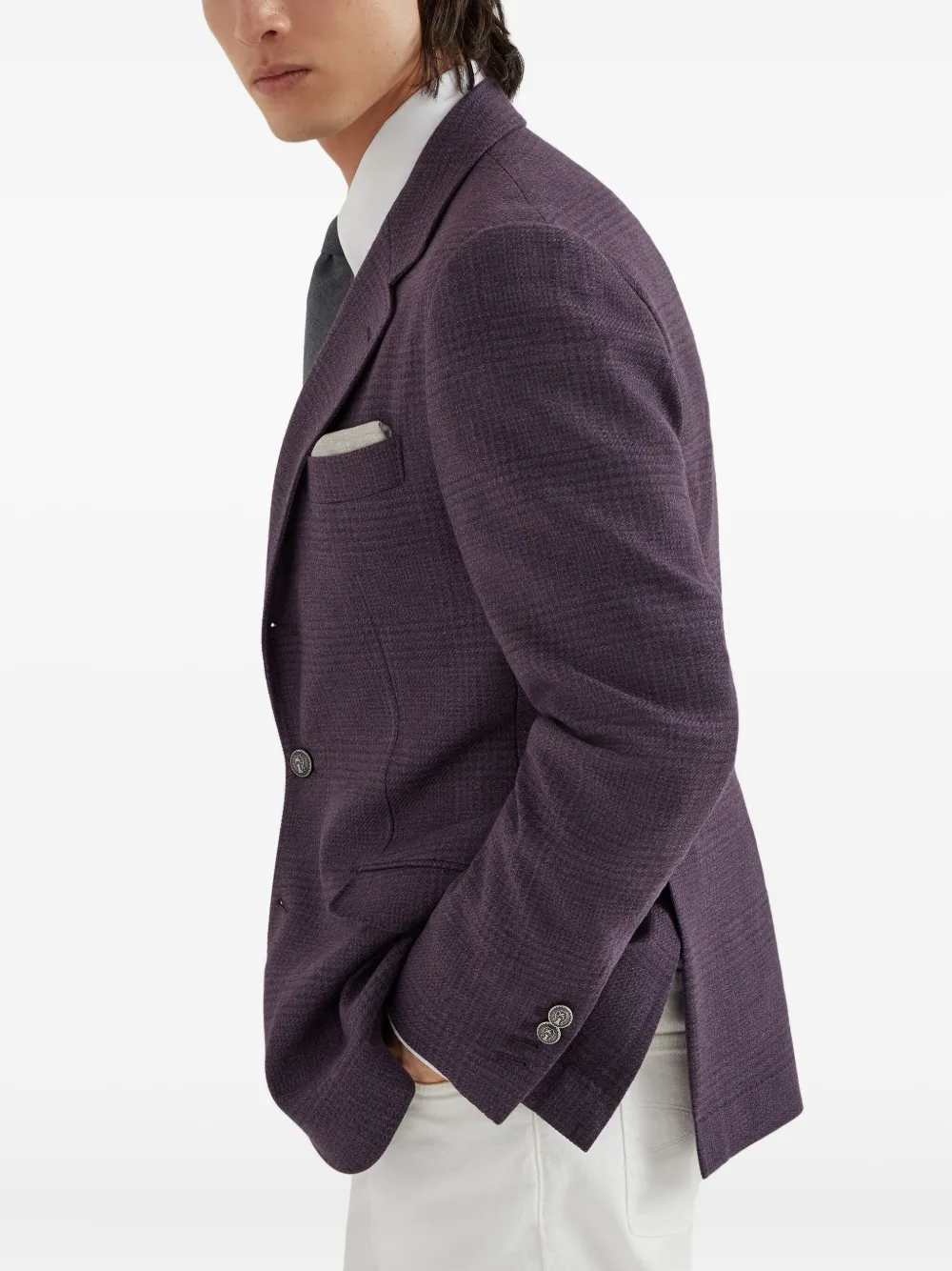 Brunello Cucinelli Blazer met enkele rij knopen Paars