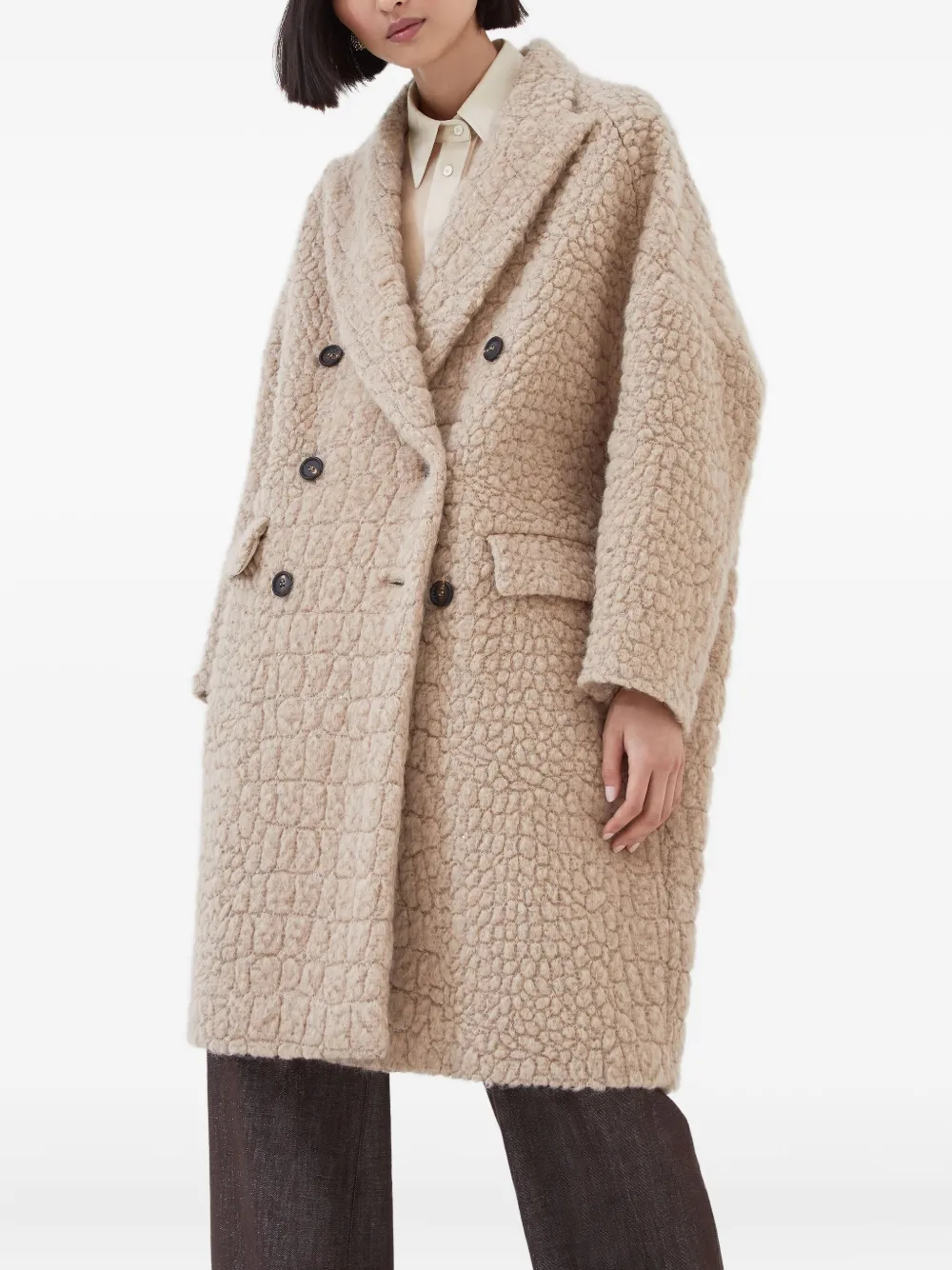 Brunello Cucinelli Bouclé jas met pailletten Beige