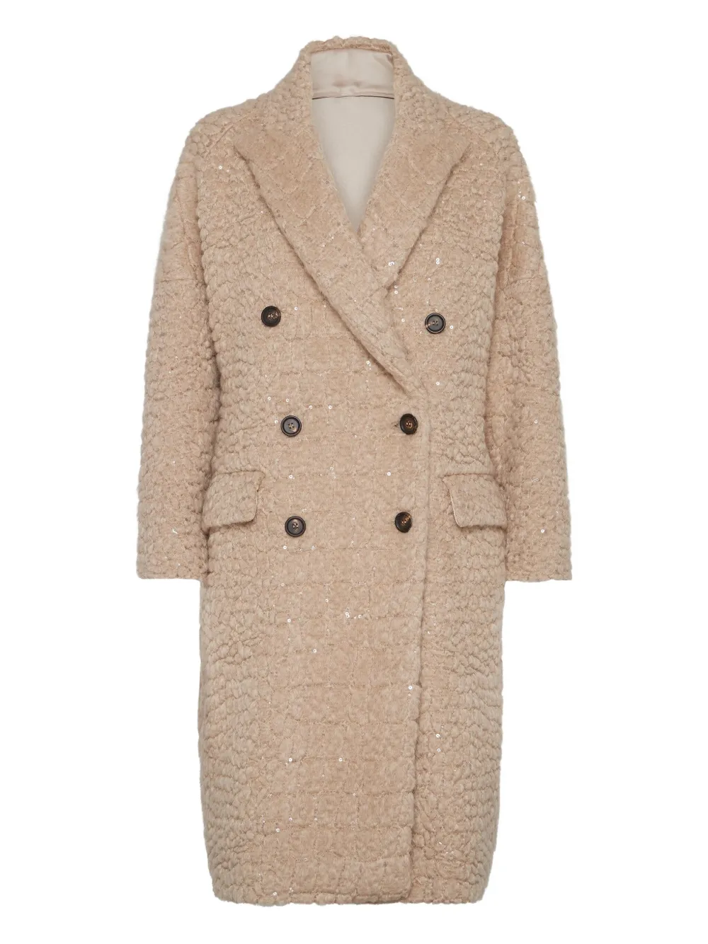 Brunello Cucinelli Bouclé jas met pailletten Beige