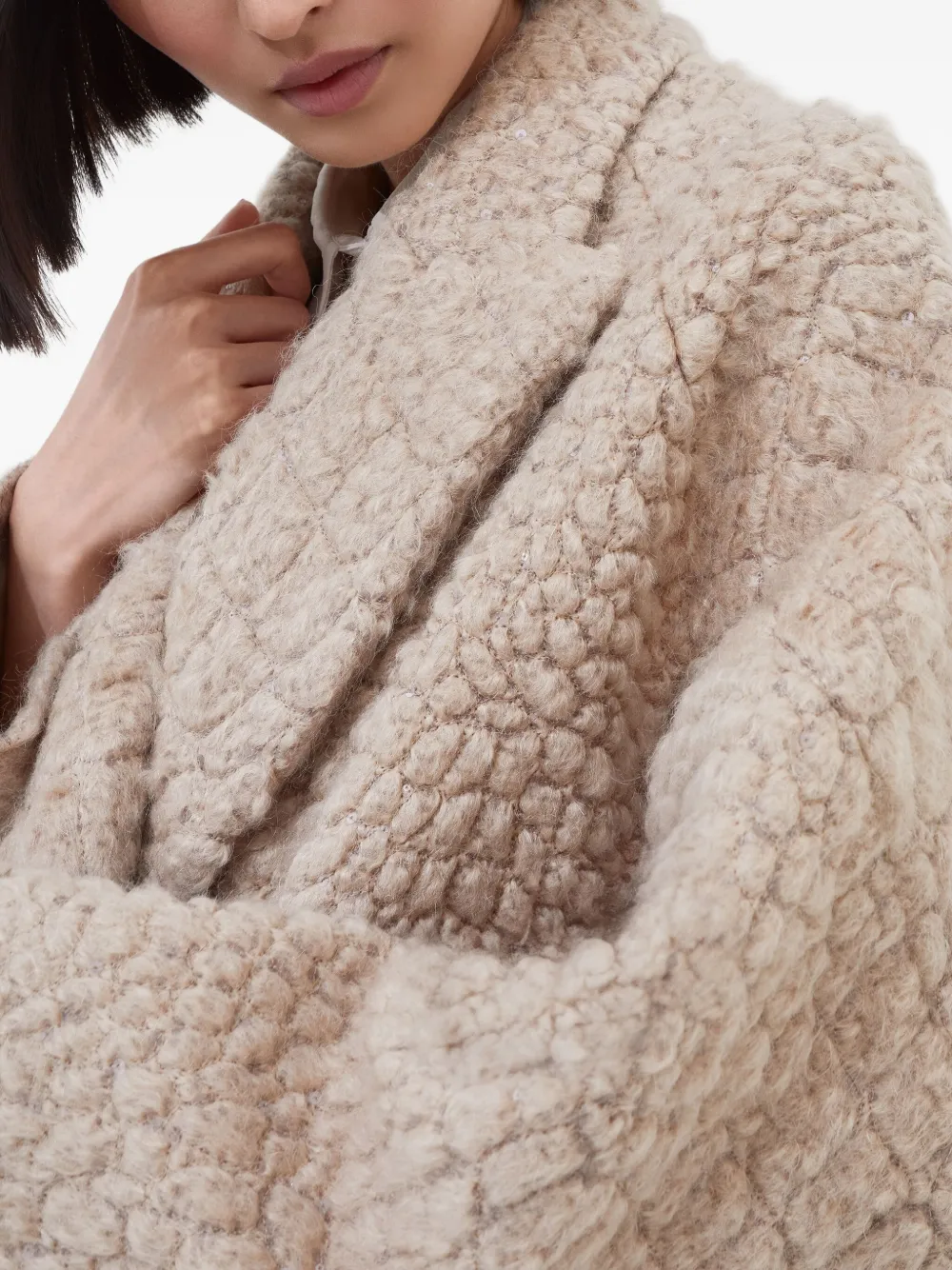 Brunello Cucinelli Bouclé jas met pailletten Beige