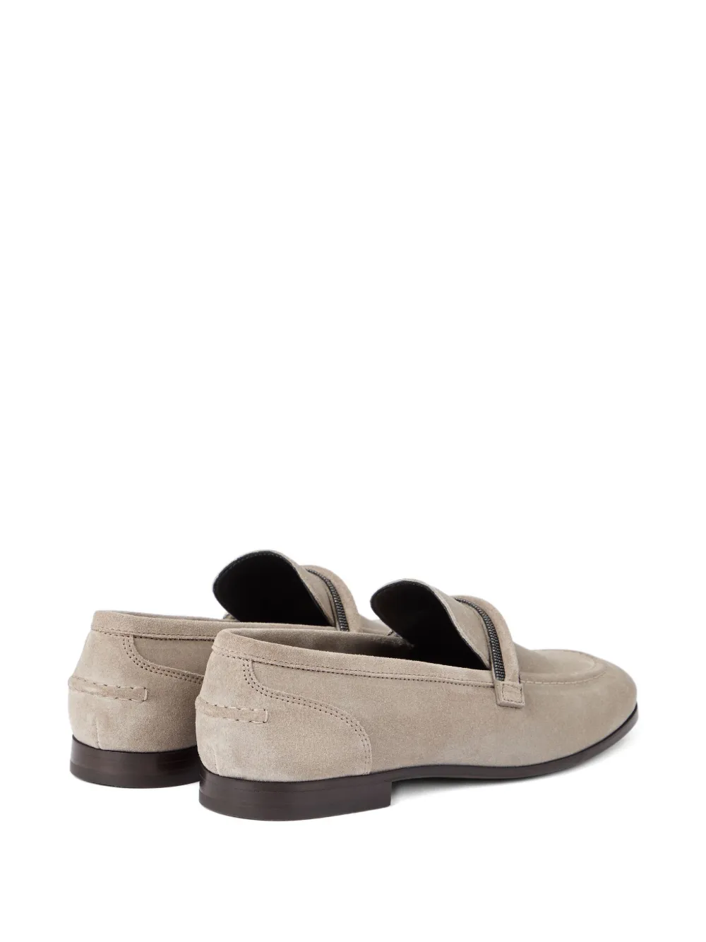 Brunello Cucinelli Monili-embellished suede loafers Grijs