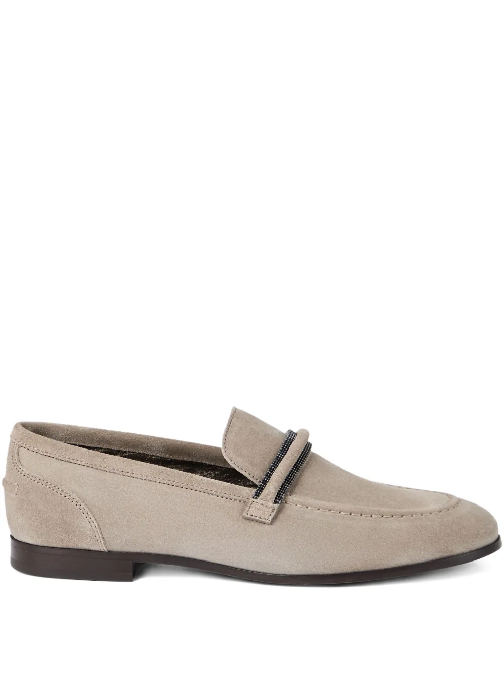 Brunello Cucinelli Monili-embellished suede loafers Grijs