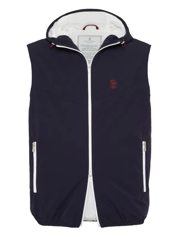 BRUNELLO CUCINELLI ワッフルニットフーディベスト Brunello Cucinelli フーデッド ベスト | ブルー | FARFETCH JP
