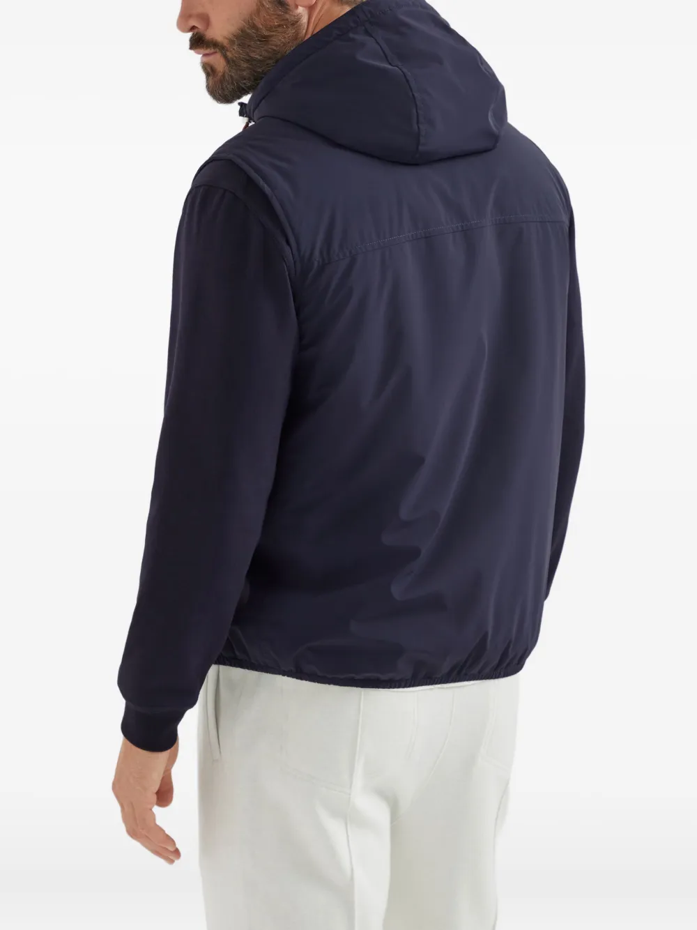Brunello Cucinelli Bodywarmer met capuchon en rits Blauw
