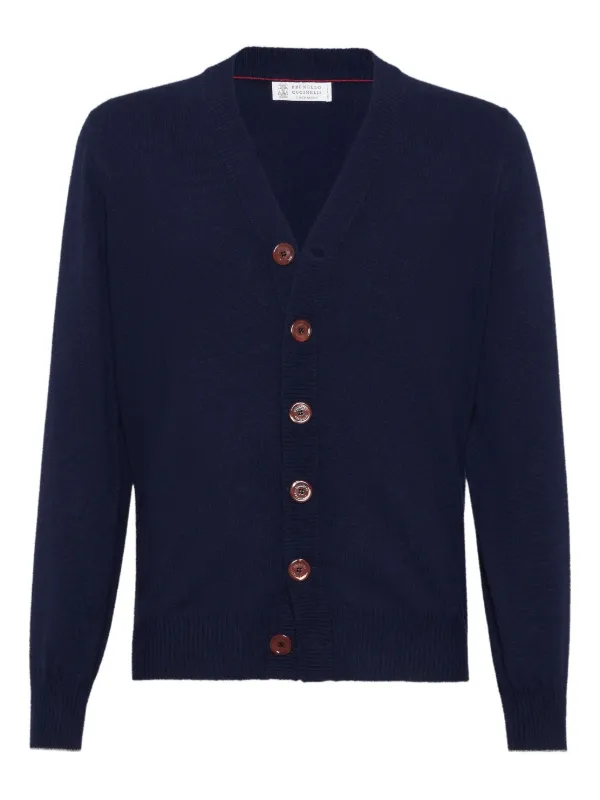 7日18:00までSALE19800→9999ブルネロ カシミアカーディガン L Brunello Cucinelli カシミア カーディガン | ブルー | FARFETCH JP
