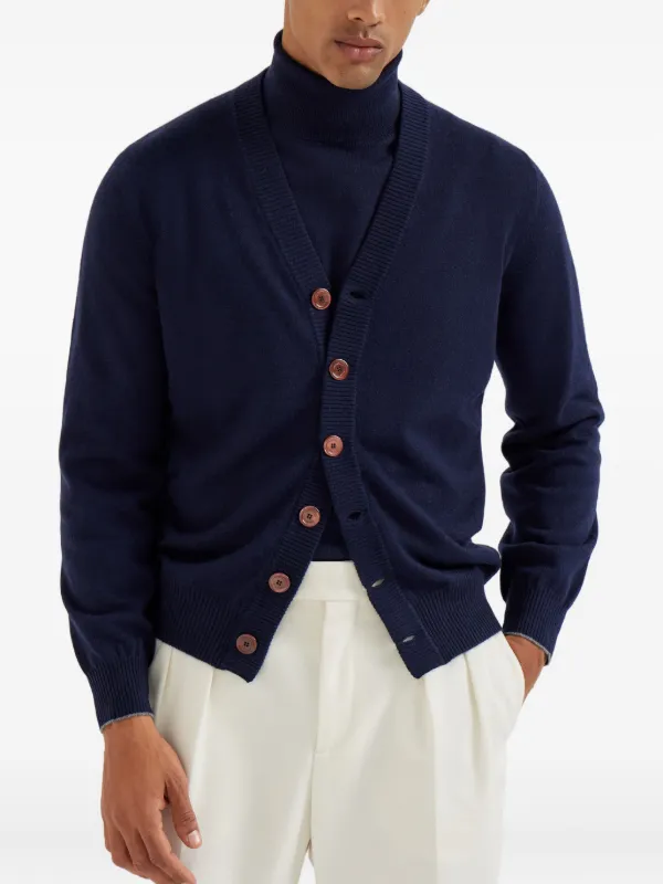7日18:00までSALE19800→9999ブルネロ カシミアカーディガン L Brunello Cucinelli カシミア カーディガン | ブルー | FARFETCH JP