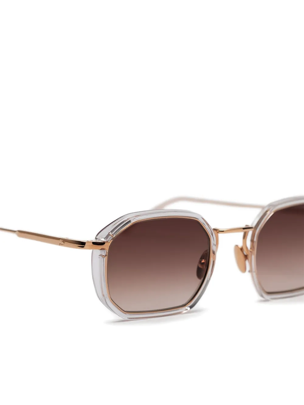 John Dalia Zonnebril met geometrisch montuur Beige