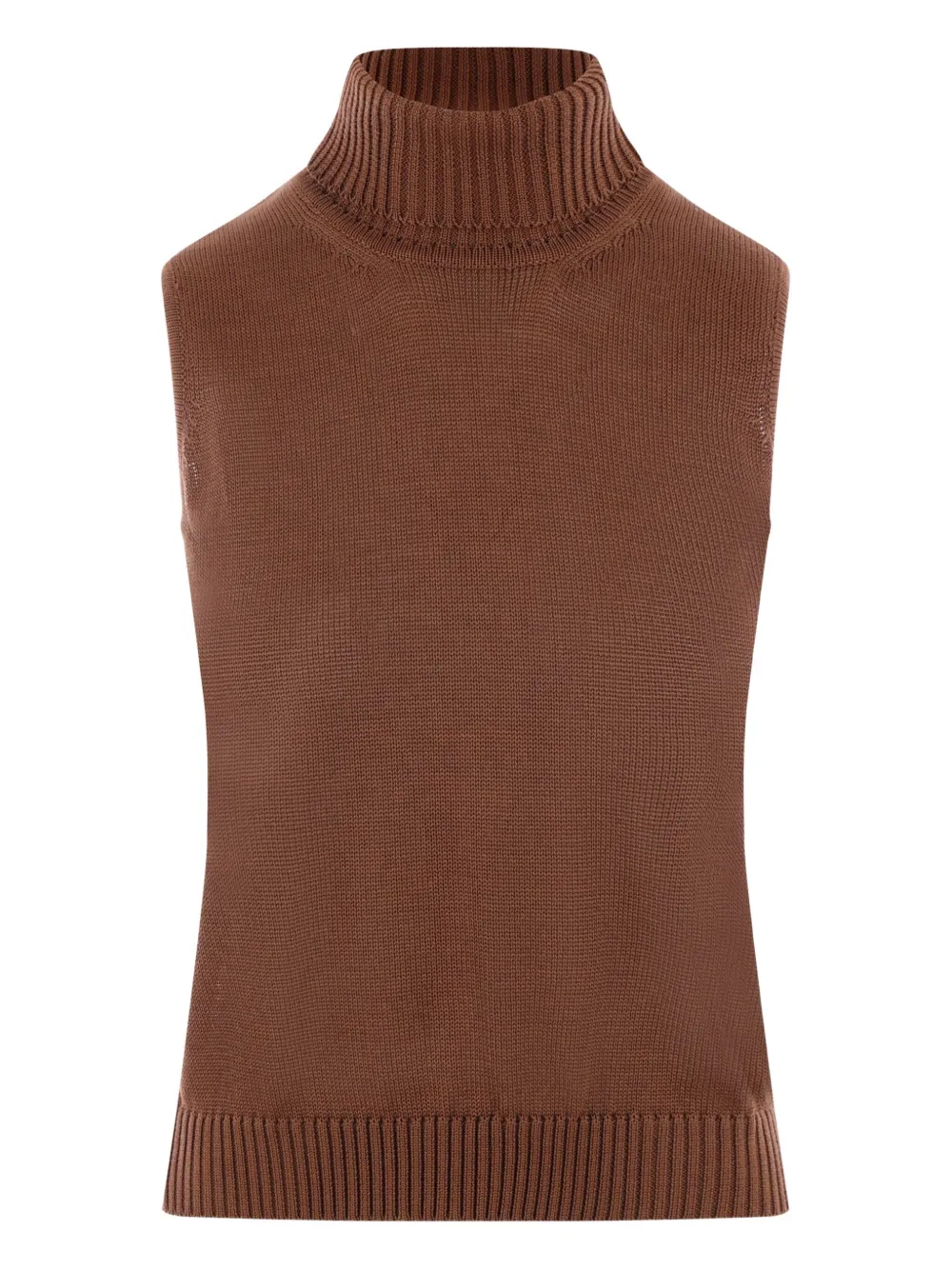 high-neck sleeveless tank top