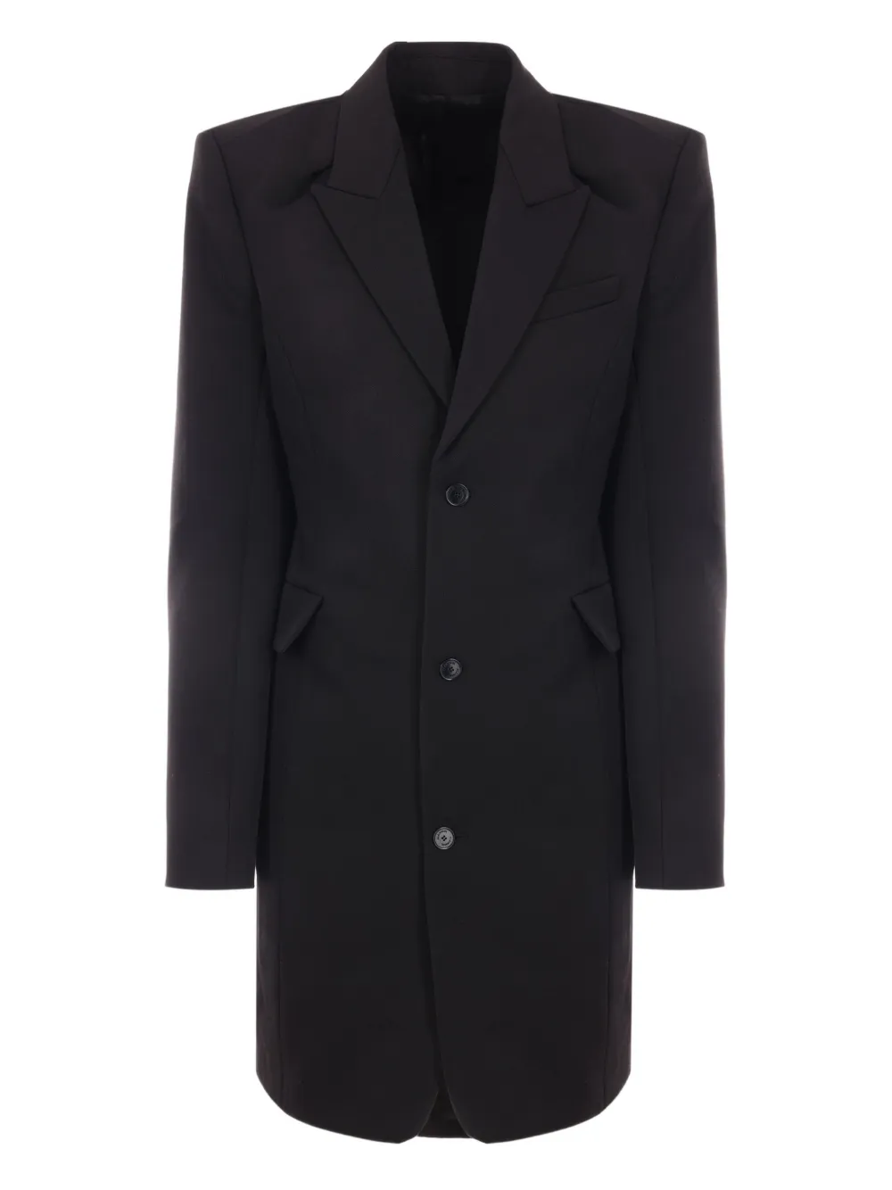 ALAINPAUL peak-lapel padded-shoulder coat | Black | Image 1