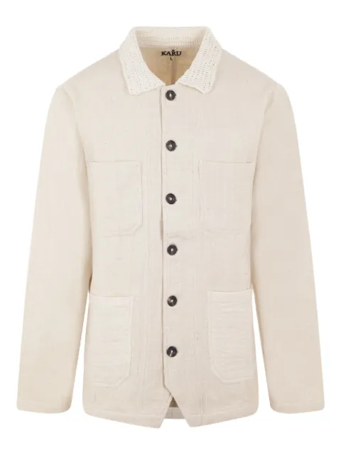 Kartik Research kantha-embroidered crochet-collar jacket
