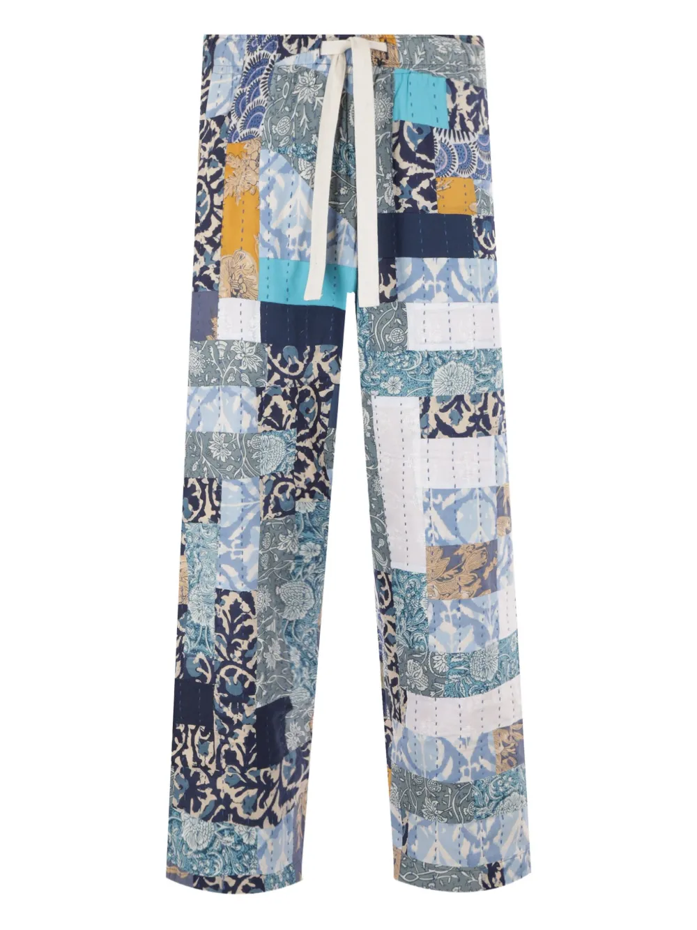 patchwork block-print trousers