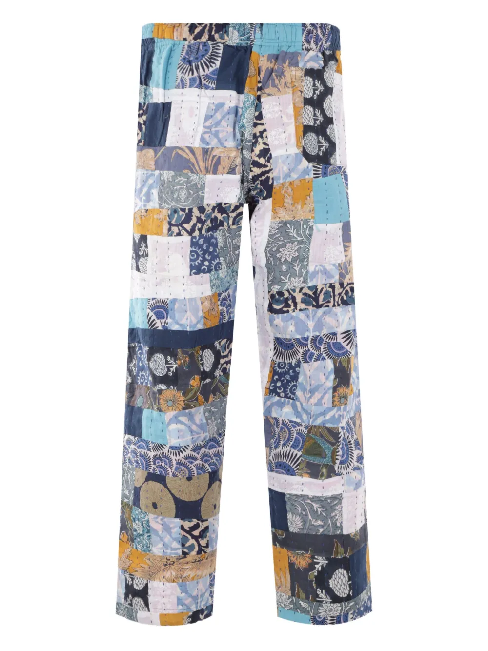 Kartik Research Broek met patchwork en blokprint - Blauw