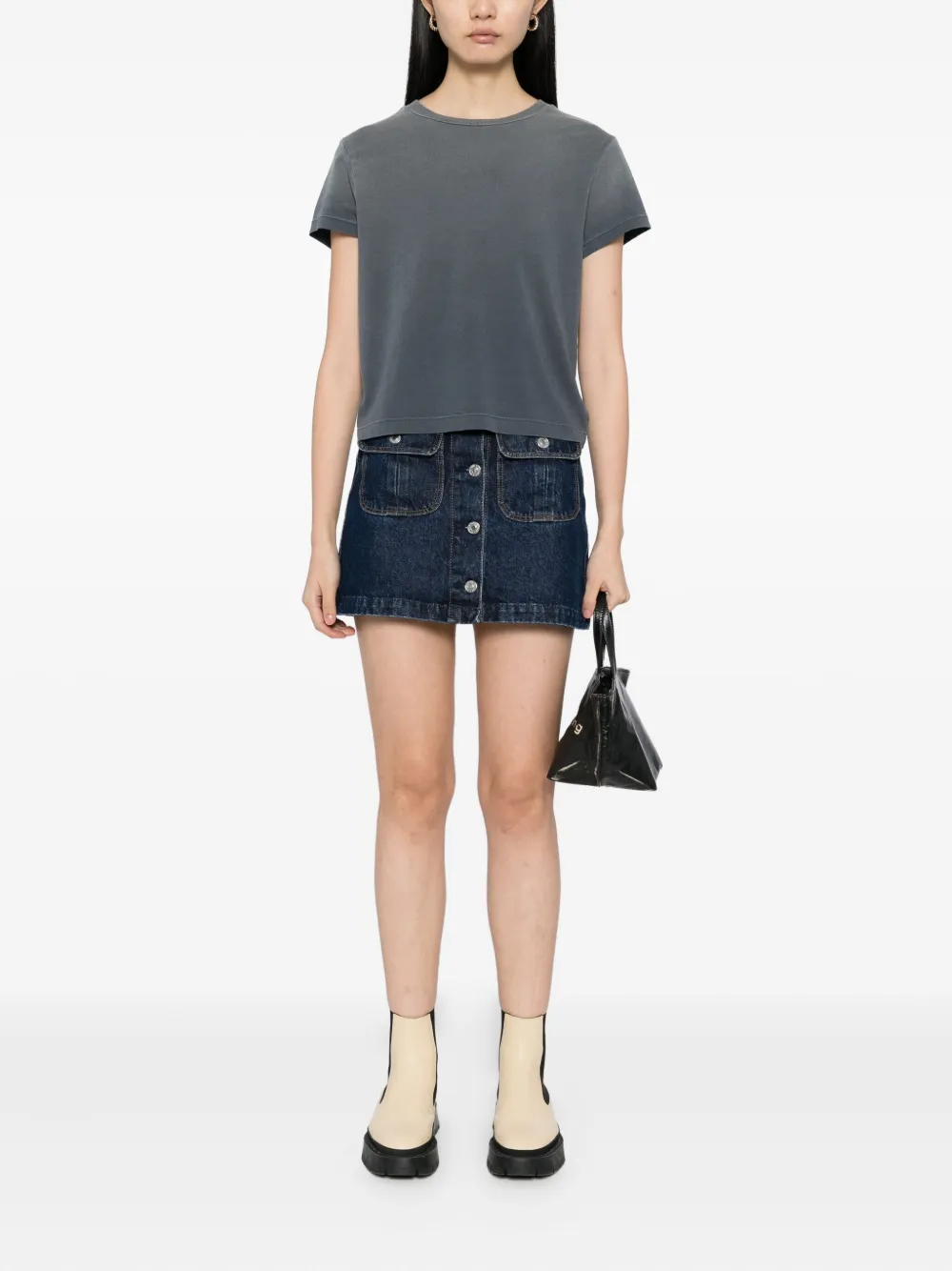 AGOLDE Adine Shrunken T-shirt Grijs