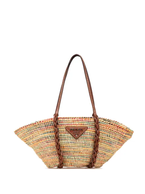 Prada Pre-Owned 2010-2024 Vitello Trimmed Raffia Paglia Basket Bag tote bag