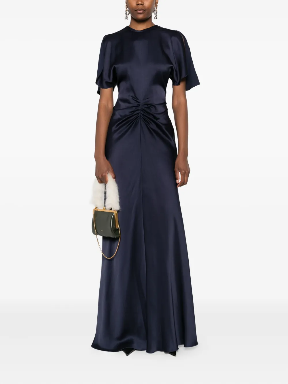 Victoria Beckham draped-waist maxi dress Blauw