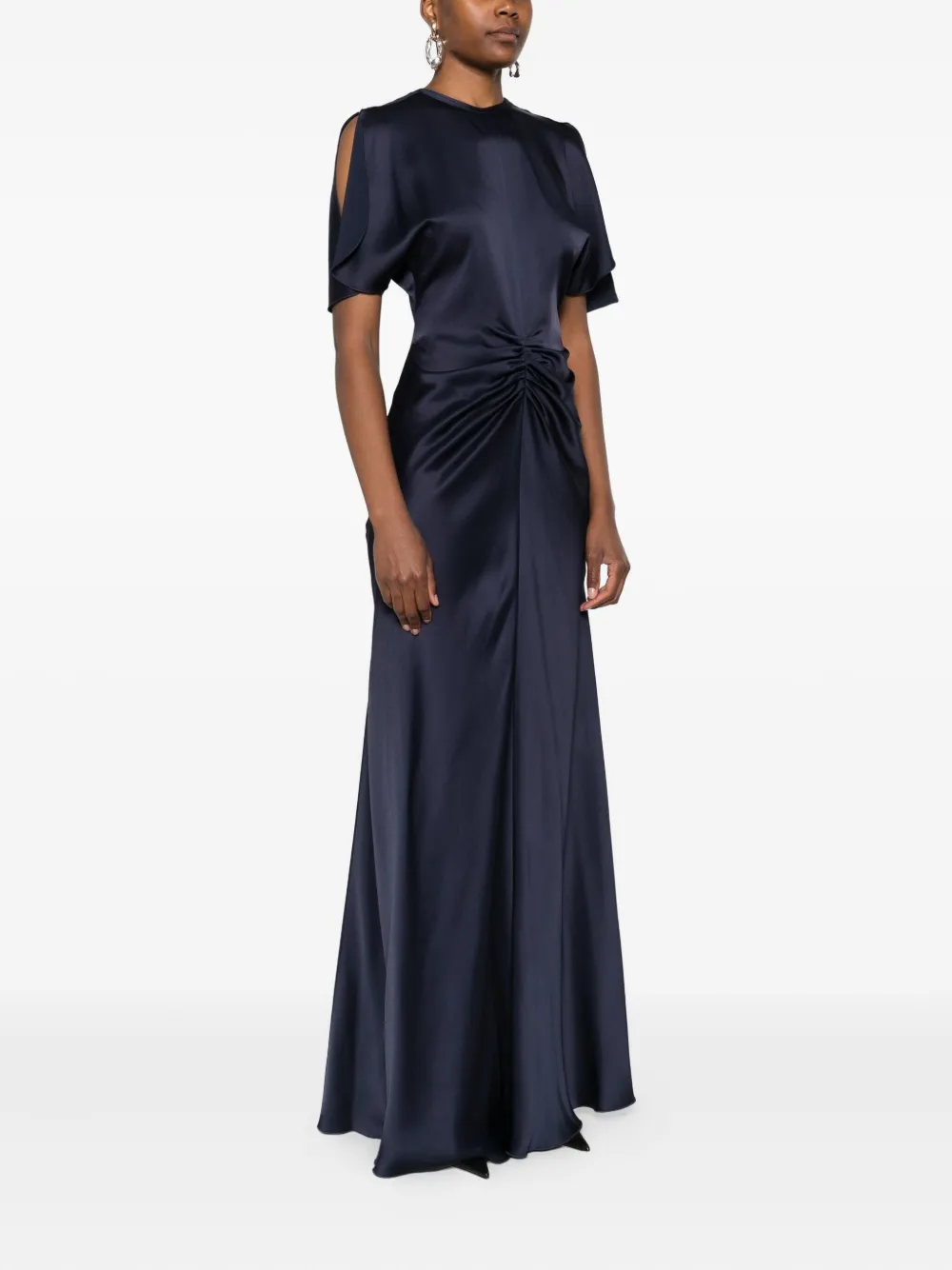 Victoria Beckham draped-waist maxi dress Blauw