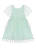 Patachou dotted-tulle tiered dress - Green