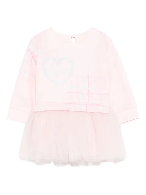 Lapin House heart-plaid tulle dress