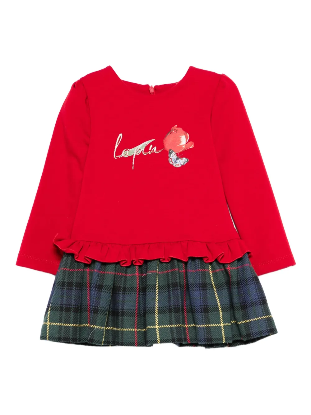 Lapin House Ruffled Plaid Dress In Multi